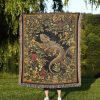 Bearded Dragon Woven Tapestry Blanket A Cottagecore Botanical Floral Design
